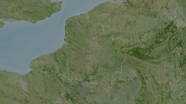 Hauts France Region Frankreich Satellitenbilder Umrissen Gegen Das Land Rendering — Stockfoto