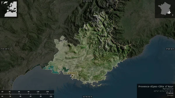Prowansja Alpy Lazurowe Wybrzeże Region Francji Zdjęcia Satelitarne Kształt Przedstawiony — Zdjęcie stockowe