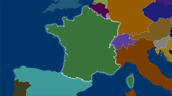 Francia Area Sulla Mappa Delle Divisioni Amministrative Nella Proiezione Stereografica — Foto Stock