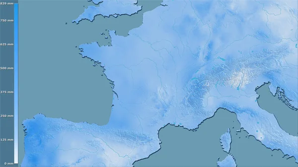 Précipitations Des Quartiers Les Froids France Dans Projection Stéréographique Avec — Photo