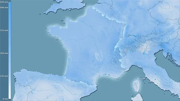 Precipitação Quarto Mais Seco Dentro Área França Projeção Estereográfica Com — Fotografia de Stock
