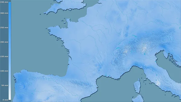 Précipitation Mois Humide Dans Zone France Dans Projection Stéréographique Avec — Photo