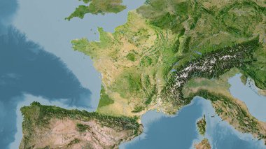 Stereografik projeksiyondaki C uydusunun Fransa bölgesi - raster katmanlarının ham bileşimi