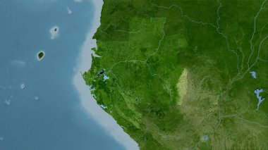 Uydu B haritasında Gabon alanı stereografik projeksiyonda - raster katmanlarının ham bileşimi