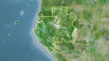 Stereografik projeksiyondaki D uydusundaki Gabon alanı - ışık saçan ana hatlı raster katmanlarının ham bileşimi