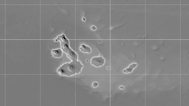 Stereografik projeksiyondaki bilek yüksekliği haritasında Galapagos Adaları alanı - ana bileşim