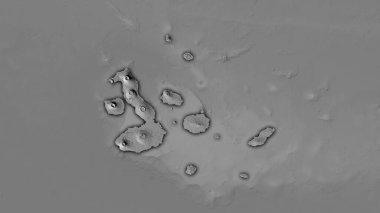 Stereografik projeksiyondaki bilek yüksekliği haritasında Galapagos Adaları alanı - koyu parlak dış hatlı raster tabakalarının ham bileşimi
