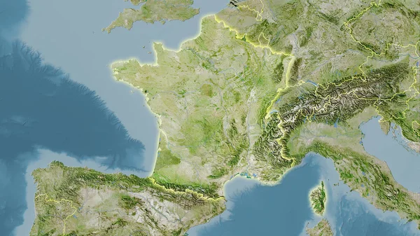 Територія Франції Супутнику Карта Стереографічній Проекції Сира Композиція Растрових Шарів — стокове фото