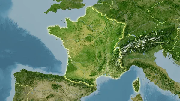 Zona Francia Mapa Satélite Proyección Estereográfica Composición Cruda Capas Trama —  Fotos de Stock