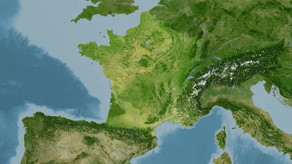 Площадь Франции Спутниковой Карте Стереографической Проекции Сырой Состав Растровых Слоев — стоковое фото