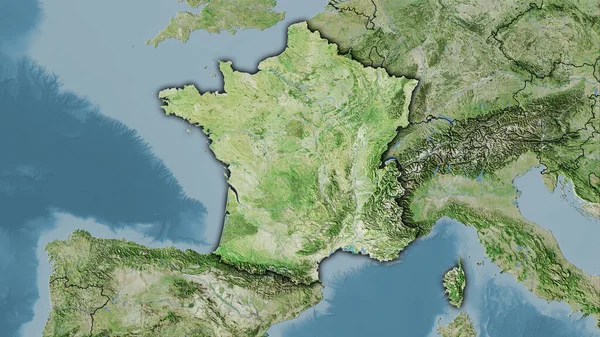 Francia Area Sul Satellite Mappa Nella Proiezione Stereografica Composizione Grezza — Foto Stock