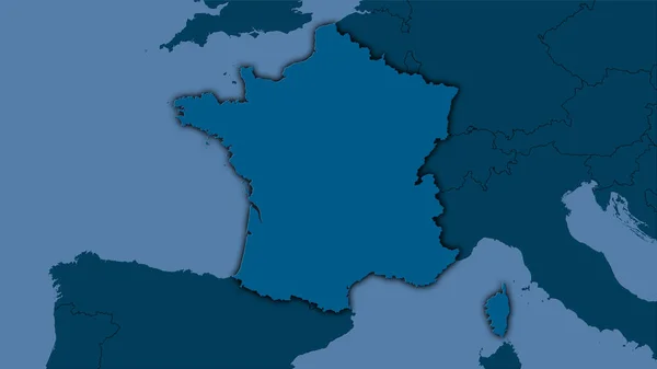 France Zone Sur Carte Solide Dans Projection Stéréographique Composition Brute — Photo