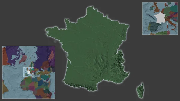 Nahaufnahme Frankreichs Und Seiner Lage Der Region Und Zentrum Einer — Stockfoto
