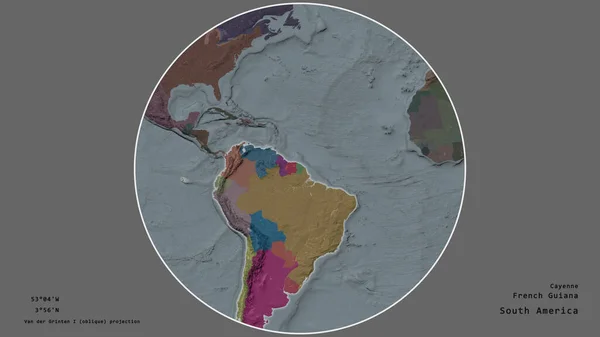 Oblast Francouzské Guyany Soustředila Kruhu Obklopujícím Její Kontinent Odumřelém Pozadí — Stock fotografie
