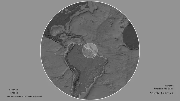 Zona Guayana Francesa Marcada Con Círculo Mapa Gran Escala Del — Foto de Stock