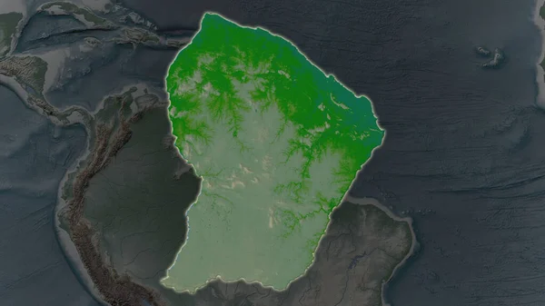 Frans Guyana Gebied Vergroot Gloeide Een Donkere Achtergrond Van Zijn — Stockfoto