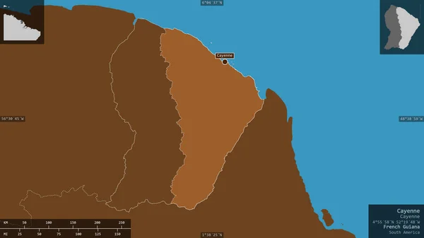 Cayenne Arrondissement Della Guiana Francese Solidi Modellati Con Laghi Fiumi — Foto Stock