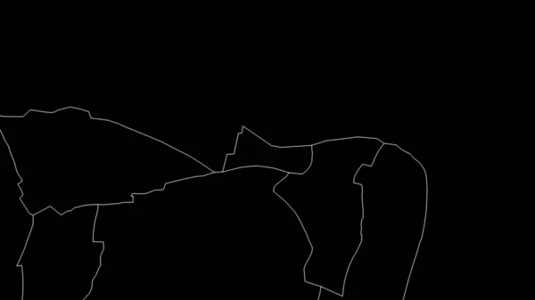 Tectonic plates borders within areas adjacent to the Futuna tectonic plate. Black background. Van der Grinten I projection (oblique transformation). Compositing tool