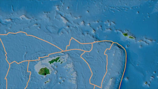 Płyty Tektoniczne Graniczą Satelitą Mapa Obszarów Przylegających Obszaru Płyty Futuna — Zdjęcie stockowe