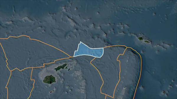Placa Tectónica Delineada Futuna Satélite Mapa Separado Por Desaturación Sus — Foto de Stock