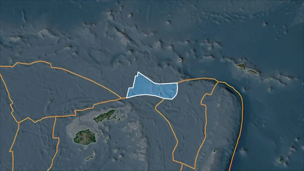 Placa Tectónica Delineada Futuna Mapa Físico Separada Por Desaturación Sus — Foto de Stock