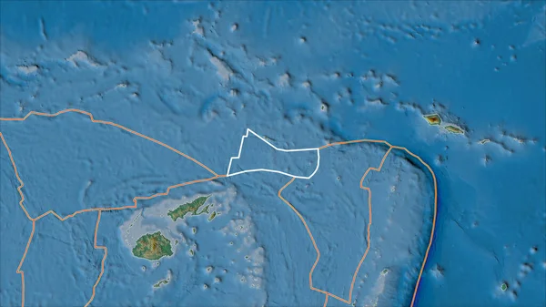 Placa Tectónica Futuna Delineada Bordes Placas Adyacentes Mapa Relieve Proyección — Foto de Stock