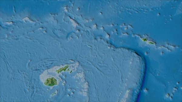 Van Der Grinten Projeksiyonunda Eğik Dönüşüm Topografik Haritada Futuna Tektonik — Stok fotoğraf