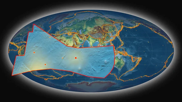 Futuna Tectonic Plate Extruded Presented Global Topographic Relief Map Mollweide — Stock Photo, Image