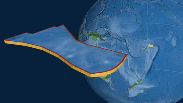 Plaque Tectonique Futuna Extrudée Présentée Contre Globe Carte Topographique Terre — Photo