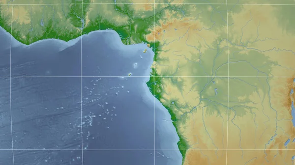 Габон Соседство Отдаленная Перспектива Очертаний Физическая Карта Цвета — стоковое фото