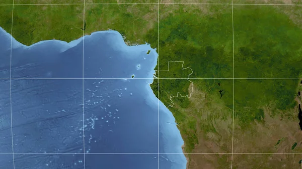 Gabon Quartier Perspective Lointaine Avec Contour Pays Imagerie Satellite — Photo