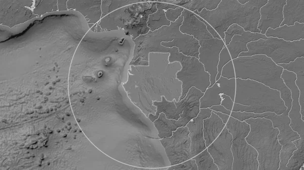 Poszerzony Obszar Gabonu Otoczony Okręgiem Tle Sąsiedztwa Dwupoziomowa Mapa Wysokości — Zdjęcie stockowe