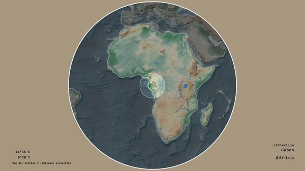 Gabonin Alue Joka Merkitty Ympyrällä Maanosan Laajamittaisella Kartalla Eristettynä Kuihtuvaa — kuvapankkivalokuva