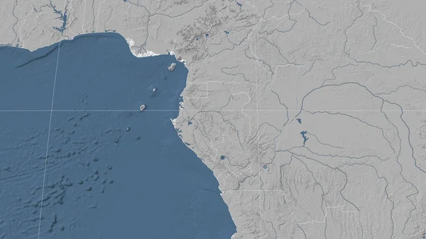 Gabon Jeho Okolí Vzdálená Šikmá Perspektiva Žádný Obrys Mapa Elevace — Stock fotografie