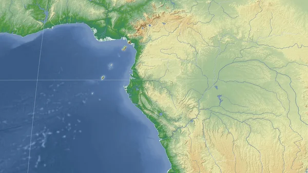 Gabon Suo Quartiere Prospettiva Obliqua Lontana Nessun Contorno Mappa Fisica — Foto Stock