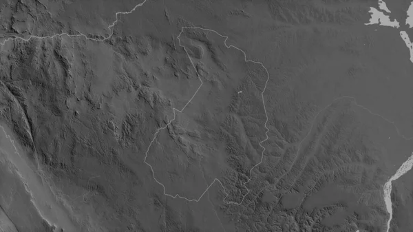 Haut Ogooue Provinz Gabun Graustufige Karte Mit Seen Und Flüssen — Stockfoto