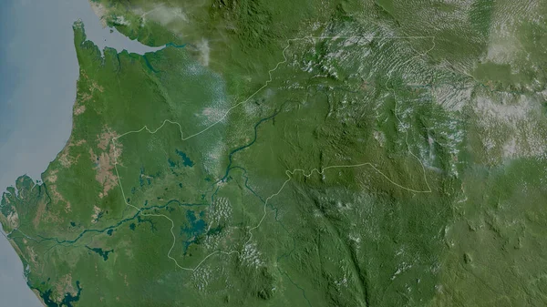 加蓬省Moyen Ogooue 卫星图像 形状与它的国家相对应 3D渲染 — 图库照片