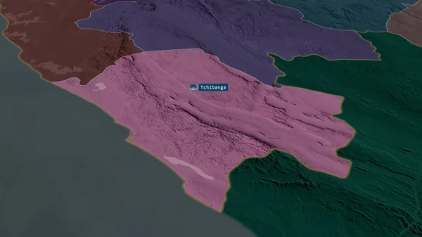 Nyanga Provincia Gabón Zoomed Destacó Con Capital Mapa Coloreado Tocado — Foto de Stock