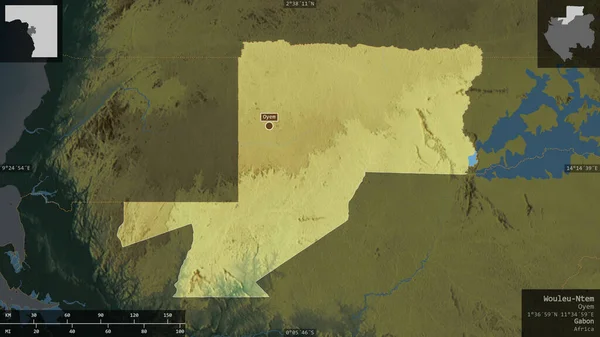 Wouleu Ntem Provincia Gabón Relieve Colores Con Lagos Ríos Forma — Foto de Stock