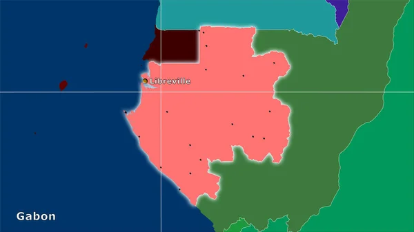 Área Gabón Mapa Divisiones Administrativas Proyección Estereográfica Composición Principal —  Fotos de Stock