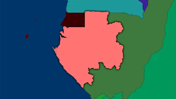 Περιοχή Γκαμπόν Στον Χάρτη Διοικητικών Διαιρέσεων Στην Στερεογραφική Προβολή Ακατέργαστη — Φωτογραφία Αρχείου
