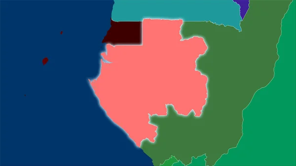 Zone Gabonaise Sur Carte Des Divisions Administratives Dans Projection Stéréographique — Photo