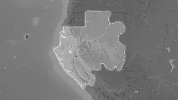 Gabon Area Grayscale Elevation Map Stereographic Projection Raw Composition Raster — Stock Photo, Image