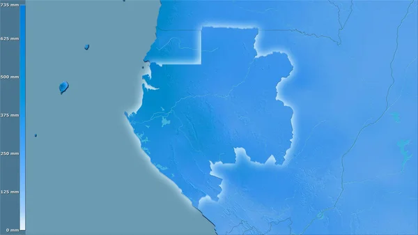 Precipitación Del Mes Más Húmedo Dentro Del Área Gabón Proyección —  Fotos de Stock