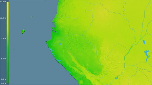 Średnia Dzienna Zmienność Temperatury Obrębie Obszaru Gabonu Projekcji Stereograficznej Legendą — Zdjęcie stockowe