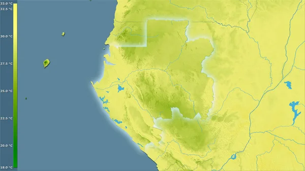 Temperatura Máxima Del Mes Más Cálido Dentro Del Área Gabón — Foto de Stock