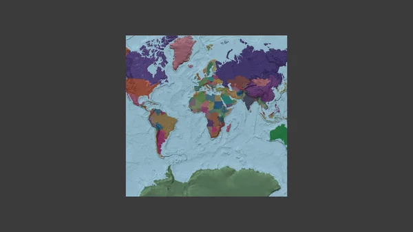 Square Frame Large Scale Map World Oblique Van Der Grinten — Stock Photo, Image