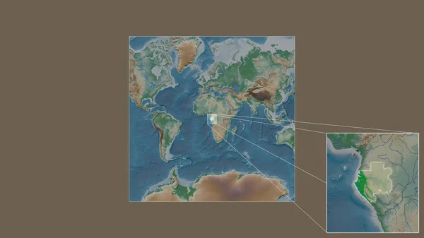 Área Expandida Ampliada Gabão Extraída Mapa Grande Escala Mundo Com — Fotografia de Stock