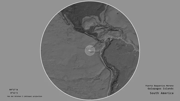 Zona Las Islas Galápagos Marcada Con Círculo Mapa Gran Escala — Foto de Stock