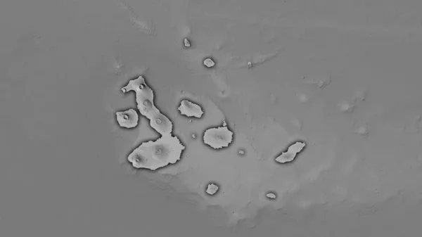 전축도에 그레이 스케일의 고도도 지도에 갈라파고스 어두운 윤곽이 래스터층 의원재 — 스톡 사진